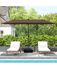 Double-sided Patio Umbrella with Solar Lights for Garden Pool Backyard