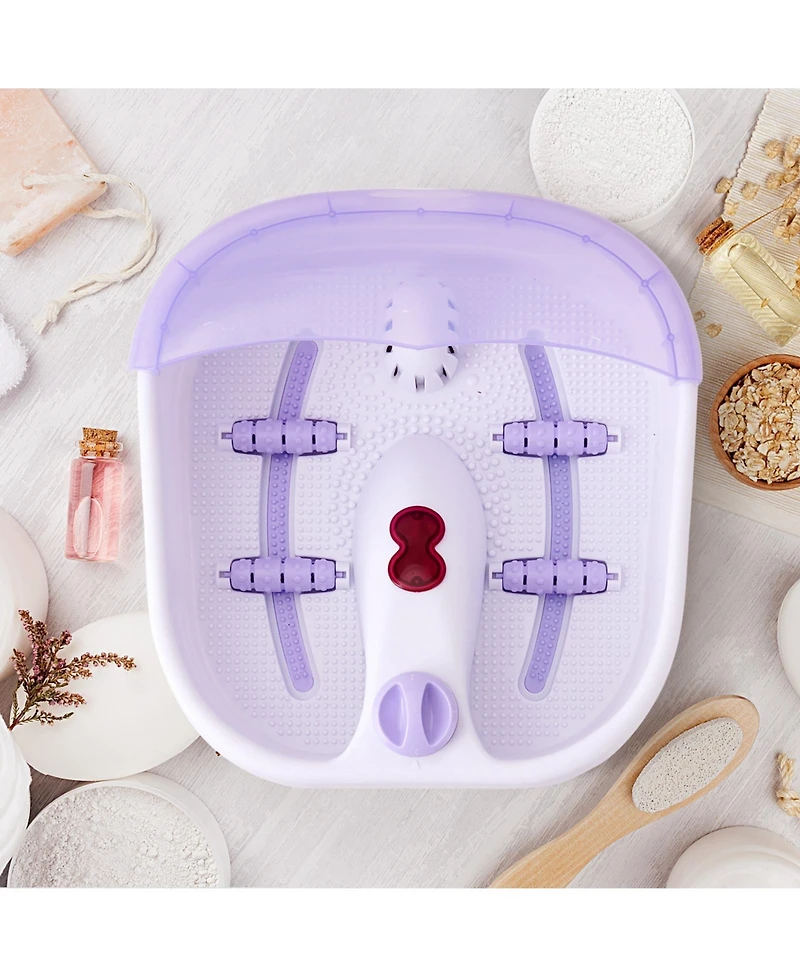 Slickblue 4 Rollers Bubble Heating Foot Spa Massager