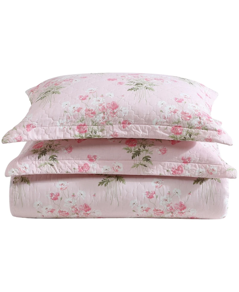 Laura Ashley Veronicas Bouquet Reversible 3 Piece Quilt Set, King