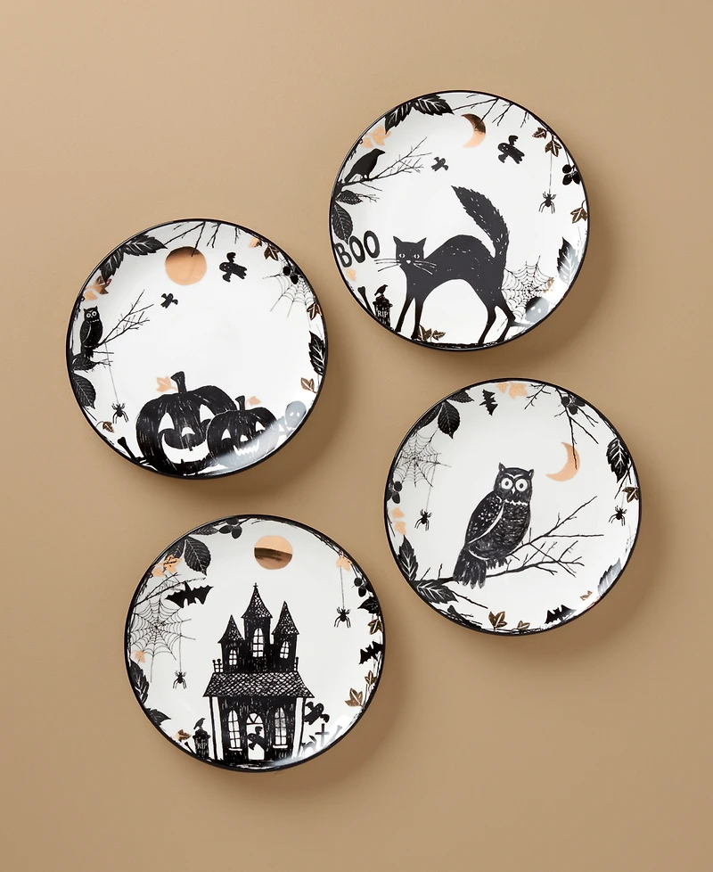Lenox Vintage Halloween Haunted Assorted Accent Plates, Set of 4