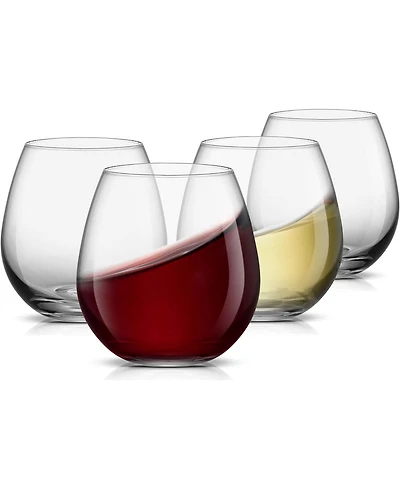 JoyJolt Spirits Stemless Red Wine Glasses, Set of 4