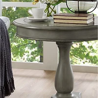 Streamdale Furniture Round Wood Pedestal Side Table, Gray
