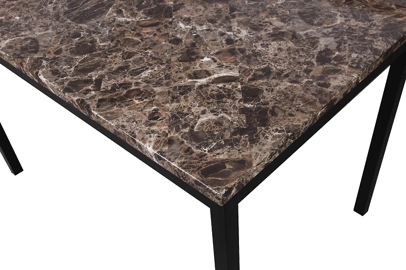 Streamdale Citico Metal Faux Marble Dining Table, Black