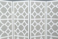 Streamdale Quarterfoil infused Diamond Design 4-Panel Room Divider, White