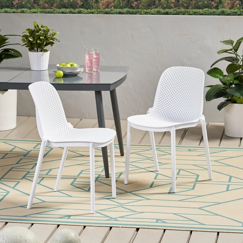Streamdale Modern Perforated Outdoor Dining Chair Set for Refined Outdoor Designs