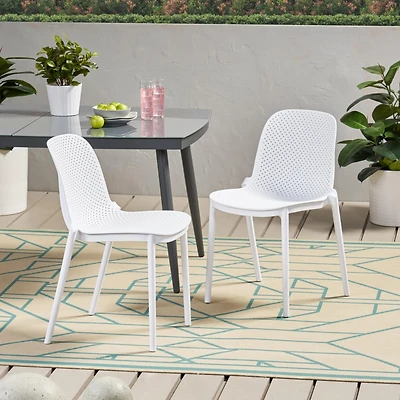 Streamdale Modern Perforated Outdoor Dining Chair Set for Refined Outdoor Designs