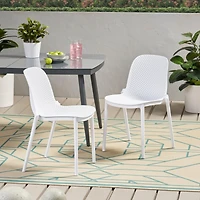 Streamdale Modern Perforated Outdoor Dining Chair Set for Refined Outdoor Designs