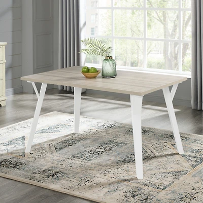 Streamdale Furniture Alwynn Contemporary Rectangular Dining Table, White and Natural Wood