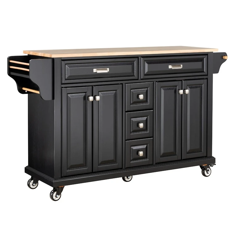 Simplie Fun Cambridge Natural Wood Top Kitchen Island with Storage
