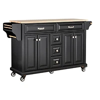 Simplie Fun Cambridge Natural Wood Top Kitchen Island with Storage