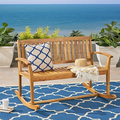 Streamdale Acacia Wood Rocking Love Seat Timeless Family Comfort for Generations