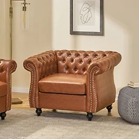Simplie Fun Elegant Chesterfield-Style Accent Chair with Button Tufting and Nailhead Accents