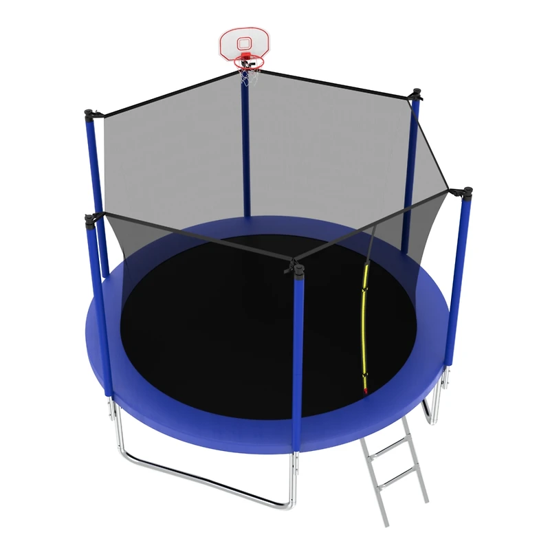 Streamdale Furniture 8FT Blue Trampoline with Safety Net and Ladder for Kids Outdoor
