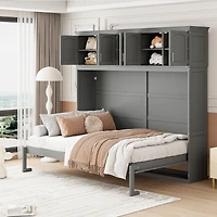 Streamdale Queen Murphy Bed Wall with Top Cabinets, Gray