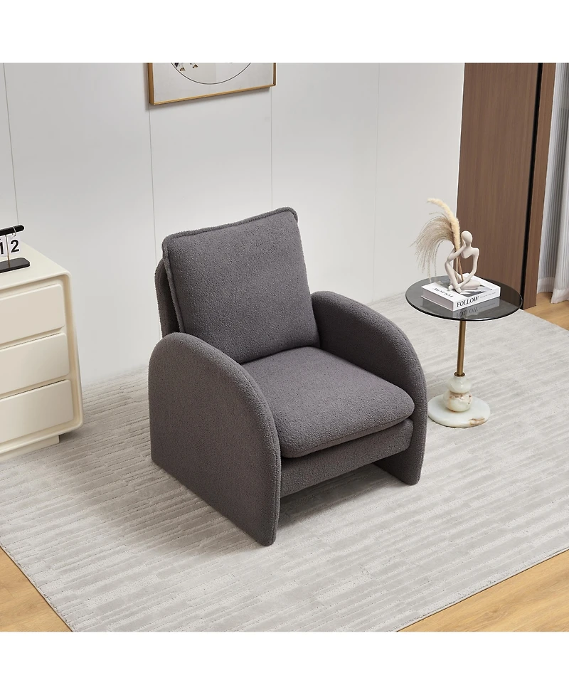 Simplie Fun Luxurious Lamb Fabric Sofa with Cozy Toss Pillows for Ultimate Comfort