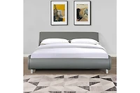 Streamdale Gray Faux Leather Platform Bed, No Box Spring Needed, Queen