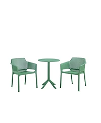 Streamdale Furniture 3 piece plastic arm chair Bistro Grs Premium Ocean Plastic, Green