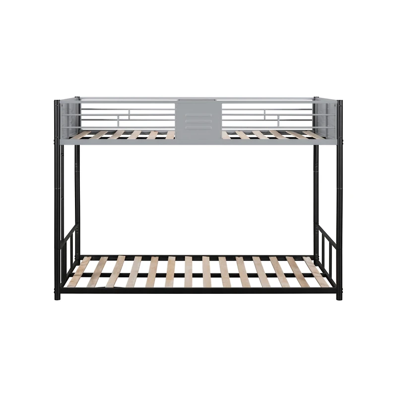 Simplie Fun Metal Twin over Twin Bunk Bed with Vent Board/ Heavy-duty Sturdy Metal/ Noise Reduced/ Safety Guardrail/ Trundle for Flexible Space/ Bunk
