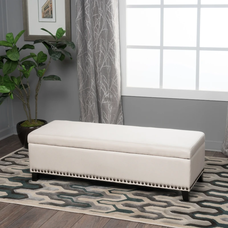 Streamdale Studded Chain-Link Ottoman for Living Room Comfort and Style