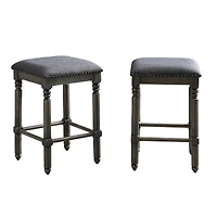 Streamdale Furniture Wood Upholstered Swivel Counter Height Stool, Set of 2, Grey