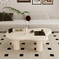 Streamdale 40 Inch Cream Cloud Shaped Coffee Table for Living Room