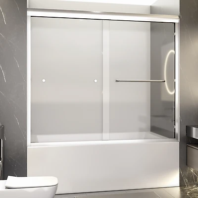 Streamdale Furniture Luxurious Semi-Frameless Bathtub Door Adjusts 56-60", Easy Access, Water-Resistant