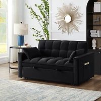 Streamdale Furniture 4-in-1 Space-Saving Velvet Loveseat Sofa Bed with Storage