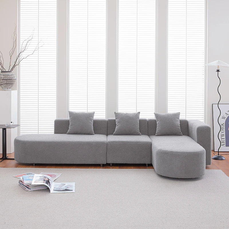 Streamdale Modern L shape boucle Sofa with curved seat (facing right)