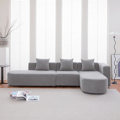 Streamdale Modern L shape boucle Sofa with curved seat (facing right)