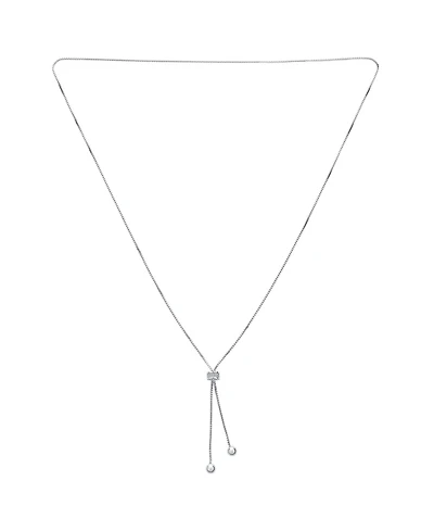 Bling Jewelry Minimalist Cz Geometric Round Ball Linear Lariat Tassel Y Slide Necklace Sterling Silver Adjustable