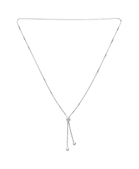 Bling Jewelry Minimalist Cz Geometric Round Ball Linear Lariat Tassel Y Slide Necklace Sterling Silver Adjustable