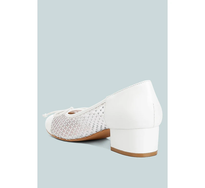 Tudum Rhinestone Detail Mesh Ballerinas