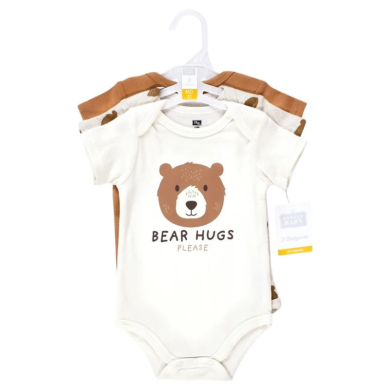 Hudson Baby Boys Unisex Soft Cotton Bodysuit Triple Pack
