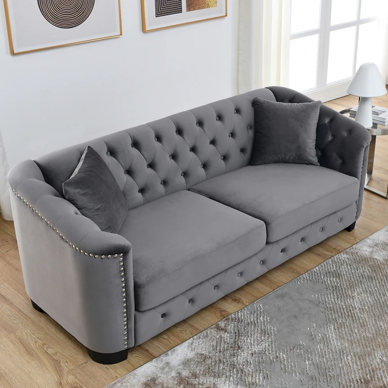 Streamdale Furniture 3-seater + 3-seater Combination sofa.Velvet Grey