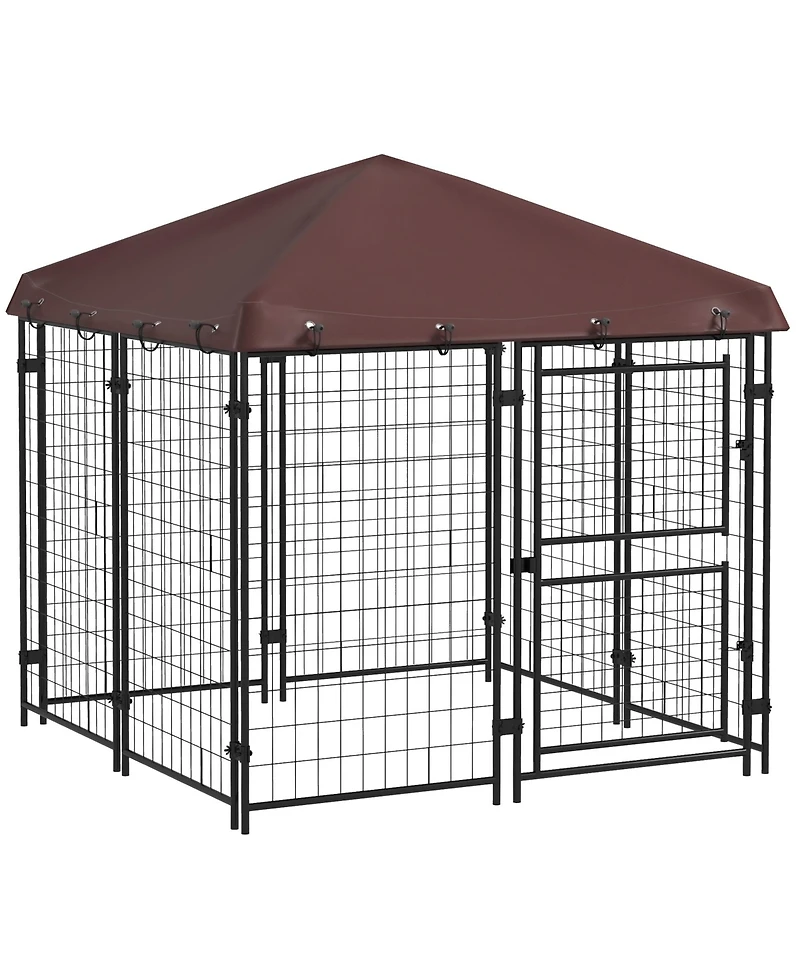 PawHut 4.6' x 5' Outdoor Dog Kennel with Waterproof Canopy, Large Door