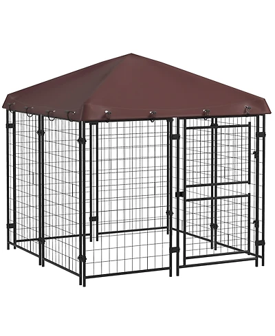 PawHut 4.6' x 5' Outdoor Dog Kennel with Waterproof Canopy, Large Door