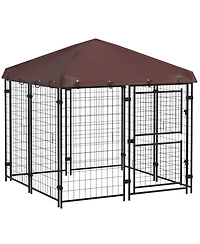 PawHut 4.6' x 5' Outdoor Dog Kennel with Waterproof Canopy, Large Door