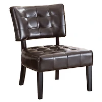 Simplie Fun Furniture Blended Leather Tufted Accent Chair with Oversized Seating, Brown
