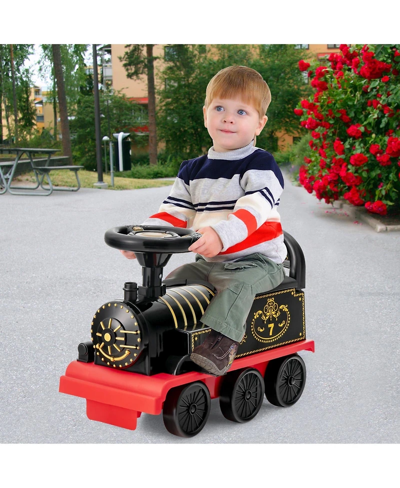 6V Electric Kids Ride On Train Motorized Toy w/ Track & 6 Wheels