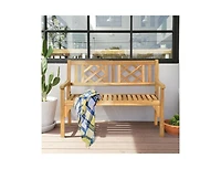 Slickblue Patio Foldable Bench with Curved Backrest and Armrest