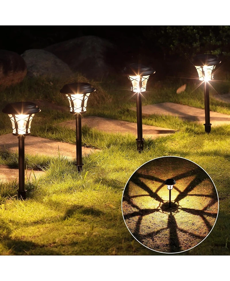 Maggift 8 Pack Solar Pathway Lights, 25 Lumen, Stainless Steel & Glass