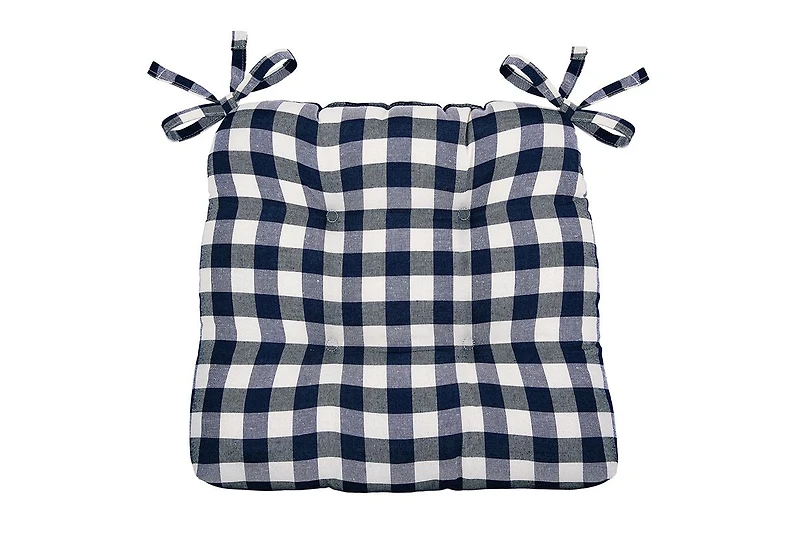 Kate Aurora Country Living Gingham Plaid Checkered Farmhouse Chair Cushion Pads