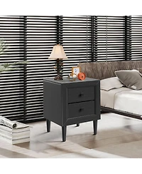 Sugift Multipurpose Retro Bedside Nightstand with 2 Drawers