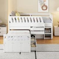 Streamdale Loft and Platform Bed with Drawers Guardrails (White)