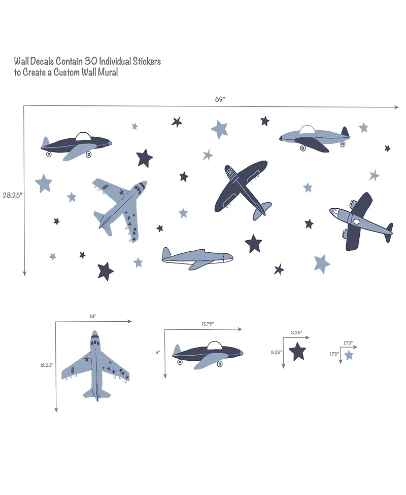 Bedtime Originals Little Aviator Airplane & Stars Wall Decals/Stickers