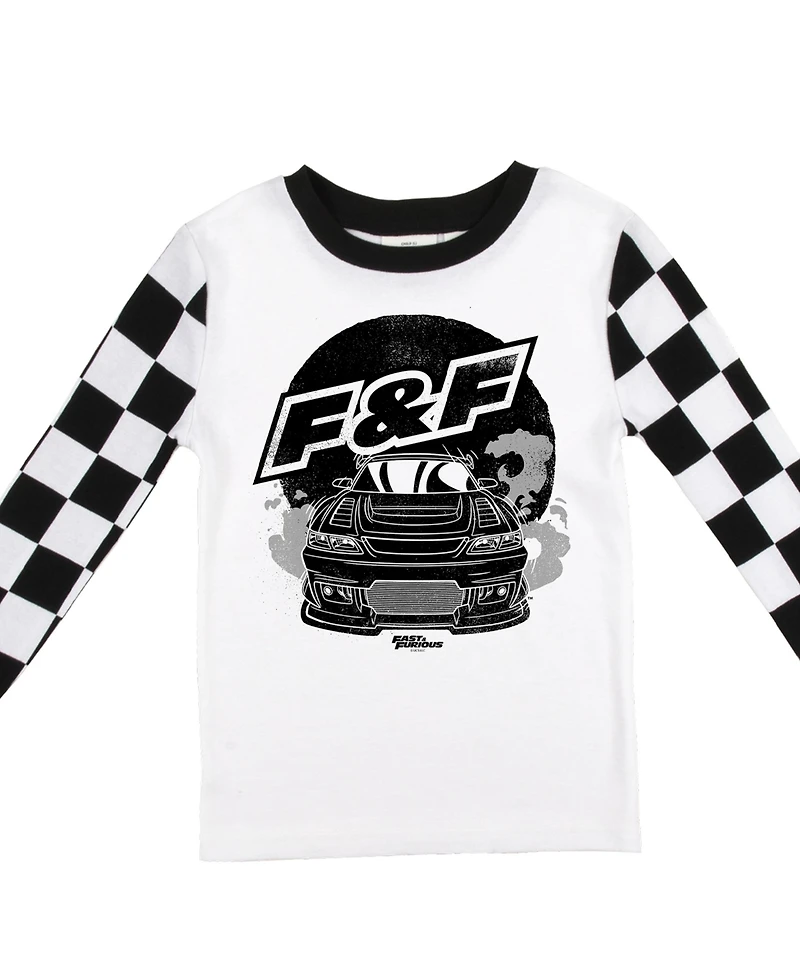 Fast & The Furious Little Boys The Youth Long Sleeve Pajama Set With Checkerboard Design