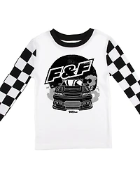 Fast & The Furious Little Boys The Youth Long Sleeve Pajama Set With Checkerboard Design