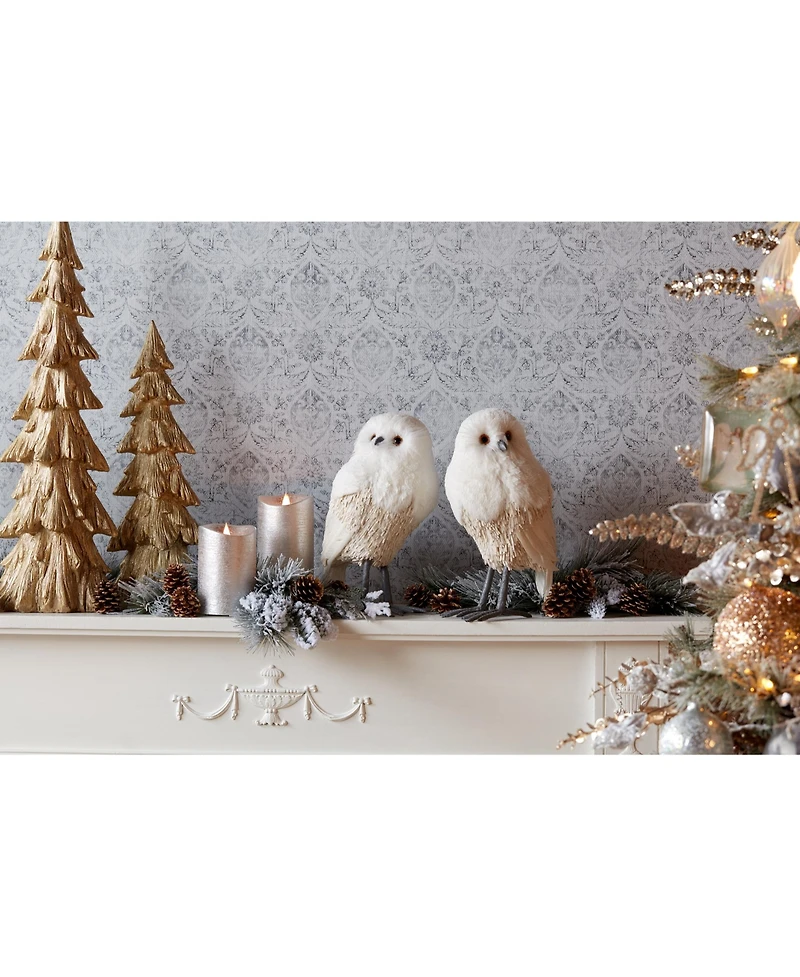 Slickblue Winter Owl Decor Set Pair of Seasonal Owl Statues for Home