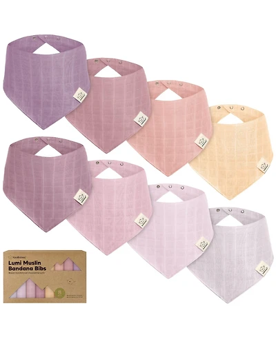 KeaBabies 8pk Lumi Muslin Baby Bibs, Bandana Bibs for Boy, Girl, Drool Bib Newborn, Toddler