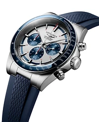 Longines Men's Swiss Automatic Chronograph Conquest Blue Rubber Strap Watch 42mm